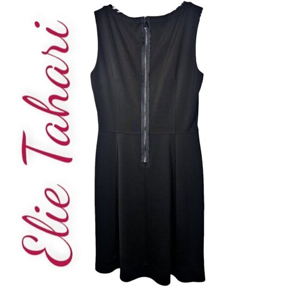 ELIE TAHARI Elegant Black Sleeveless Fit & Flare Structured Dress, Size 10 - Picture 2 of 7